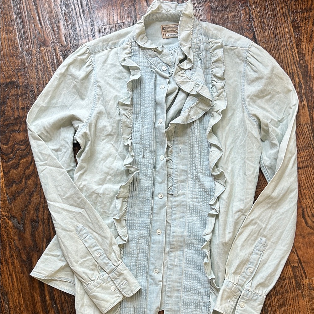 Polo by Ralph Lauren Light Blue Ruffled Denim Jacket